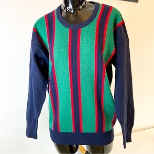 90s VINTAGE Striped. Wool RED & Green Long Sleeve Sweater